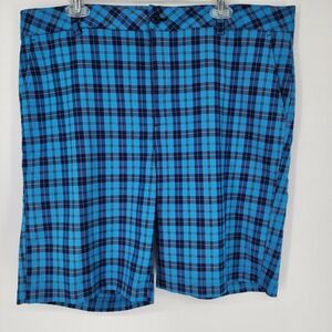 Under Armour Men's Performance Flat‎ Front Polyester Blue Plaid Golf Shorts 40R